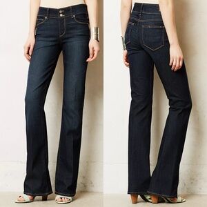 Paige Hidden Hills Midrise Bootcut Jeans Milano Dark Wash W/Light Factory Fading